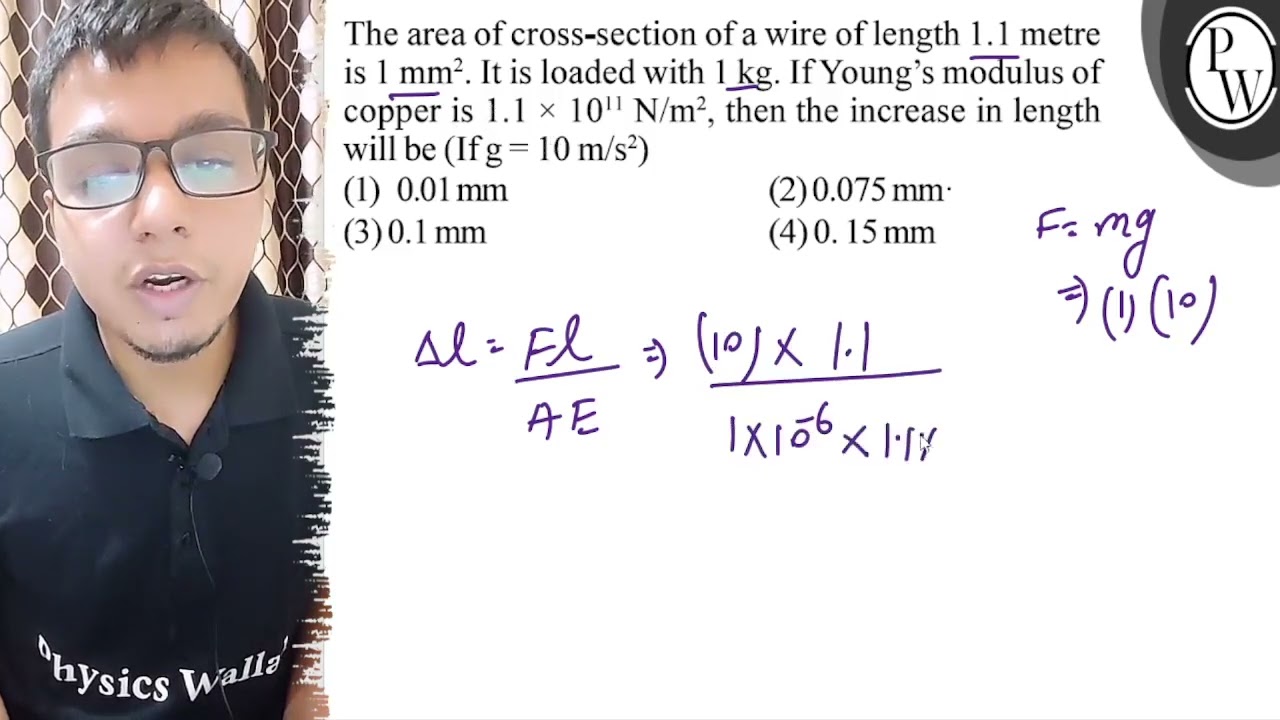 The area of cross-section of a wire of length \( 1.1 \) metre is \(...