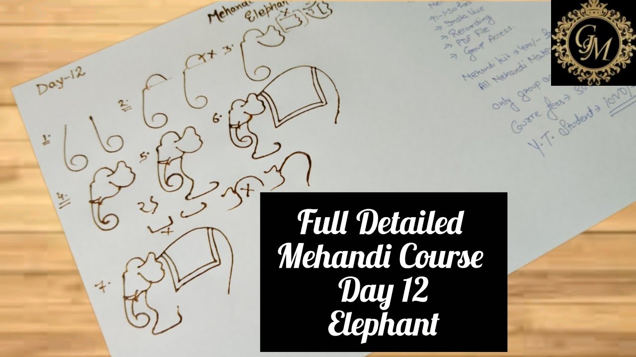 Best Mehndi Class Day 12 ❤️ ll Elephant Banana Sikhe  Step By Step With Easy Method ❤️❤️