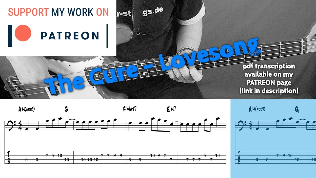 The Cure - Lovesong (Bass cover with tabs)