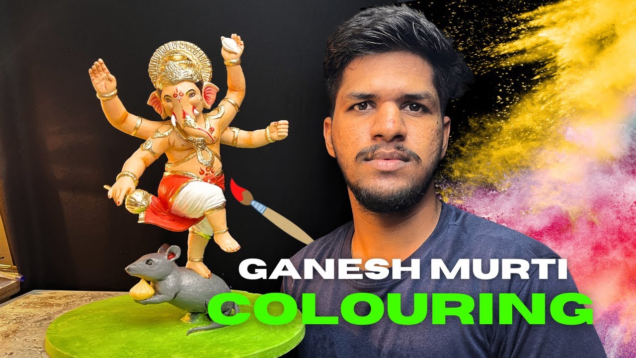 Ganesh idol colouring , How to paint ganpati  murti at home /Ganesh murti painting .