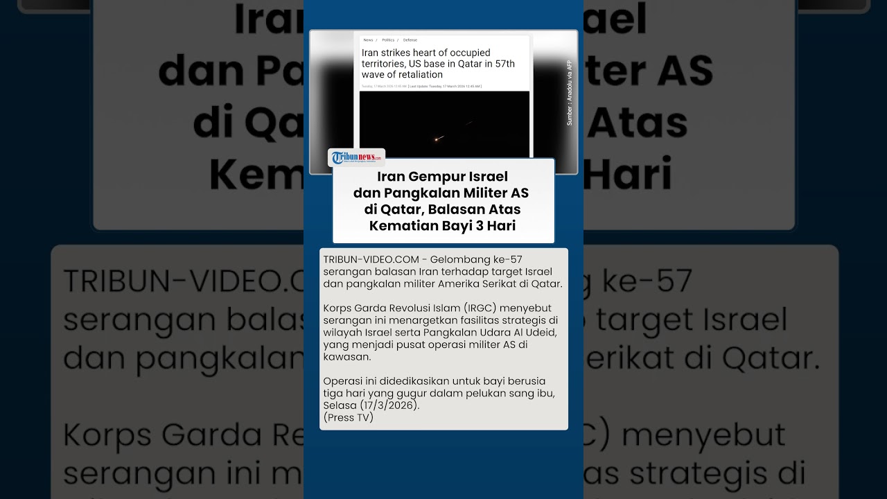 Didedikasikan untuk Bayi 3 Hari yang Gugur di Pelukan Ibu, Iran Rudal Israel & Pangkalan AS di Qatar