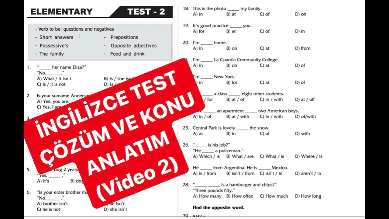 İngilizce Test Çözüm (Simple Present 2)