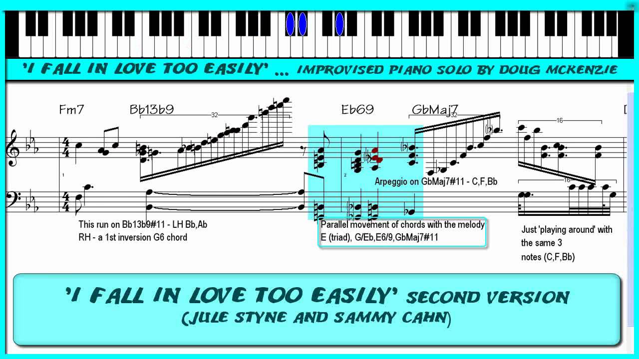 'I Fall In Love Too Easily' Version 2 - Solo jazz piano tutorial.