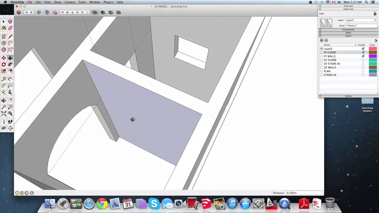 ١٠- SketchUp سكتش اب : رسم جدران الدور الأول وتعديل الأبواب والمساحات