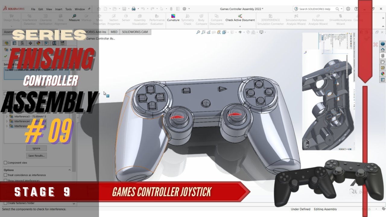 Solidworks Tutorial Sketch Finishing Controller PS & Xbox Assembly Stage#9 English - AER Int.
