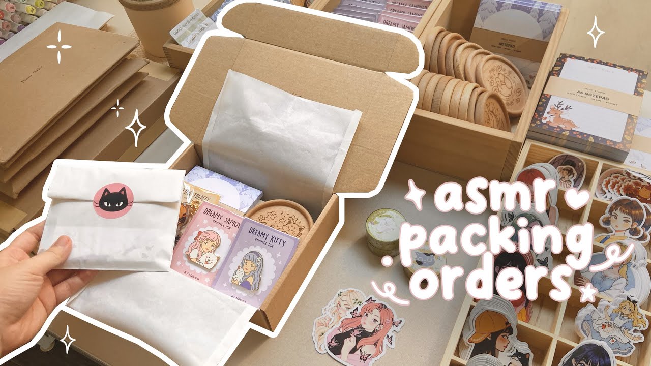 asmr packing orders for my small business / asmr packing sounds, no talking, no music ☕️