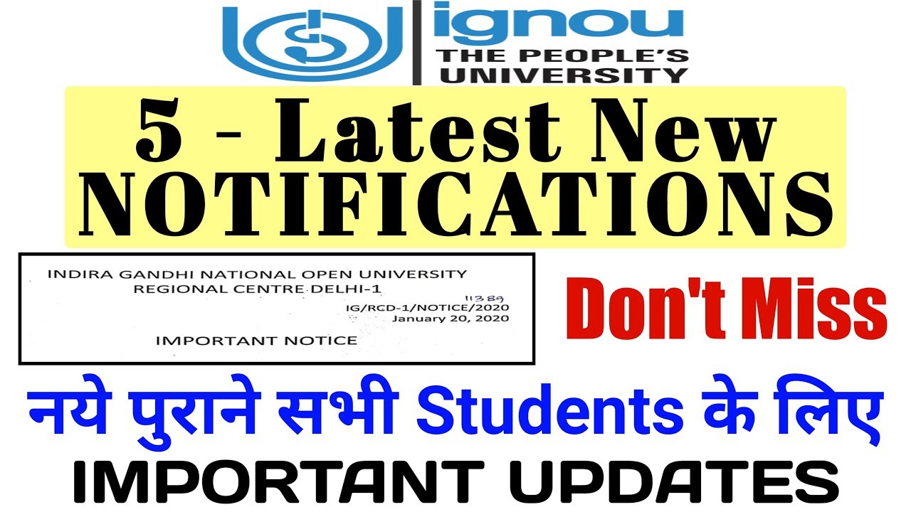 IGNOU 5 IMPORTANT NOTIFICATIONS | Latest Updates for all Students By TIPS GURU
