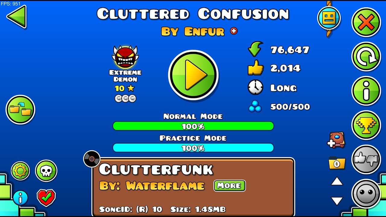 Geometry Dash: Cluttered Confusion 100% by Enfur (Extreme Demon) (All 3 Coins)