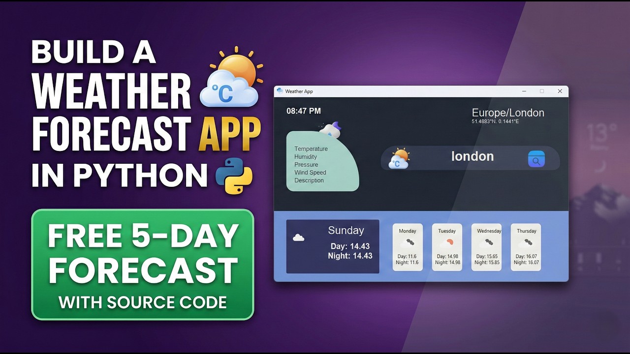 Build a Weather App with 5-Day Forecast Using FREE API | Easy Tutorial (2025)