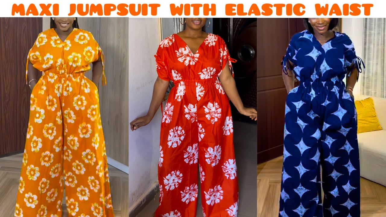 How To Make a Stylish Maxi Jumpsuit with Elastic Waistband and Shoulder Drawstring | DIY Jumpsuit