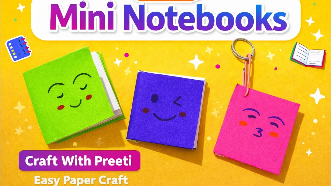 Mini Notebook DIY ✨ Easy Paper Craft | Cute Mini Notebook Keychain #craftwithpreeti #papercraft