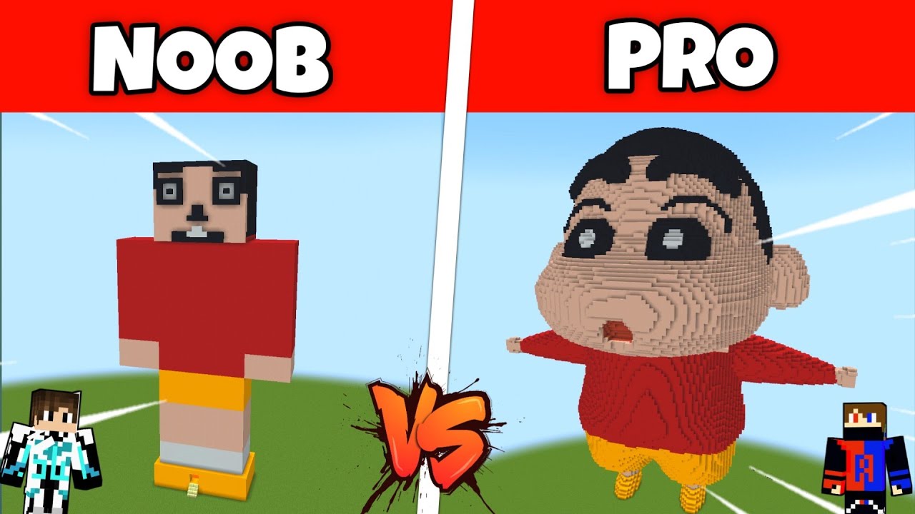 NOOB vs PRO: SHINCHAN BUILD BATTLE in Minecraft with @STEEL-WING