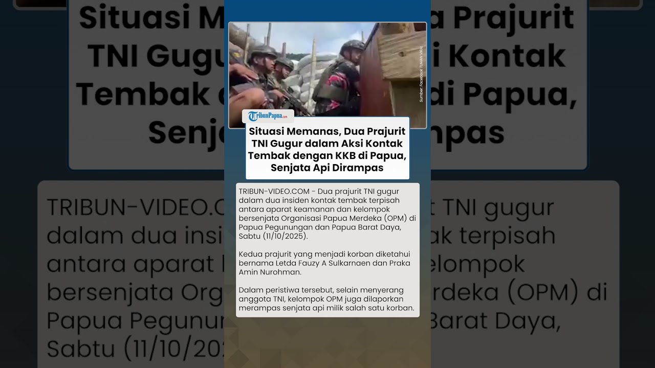 Situasi Papua Memanas, Dua Prajurit TNI Gugur dalam Aksi Kontak Tembak dengan KKB, Senjata Api Raib