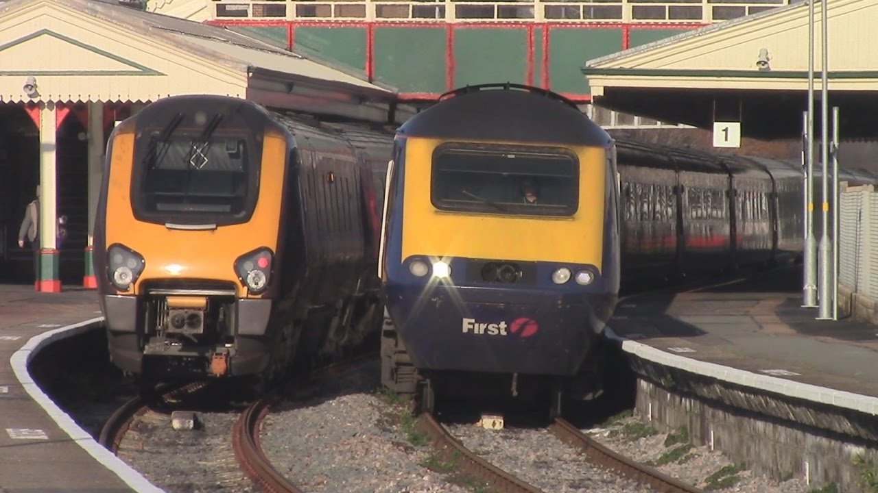Trains at Paignton, over two hours on the  23rd January 2017