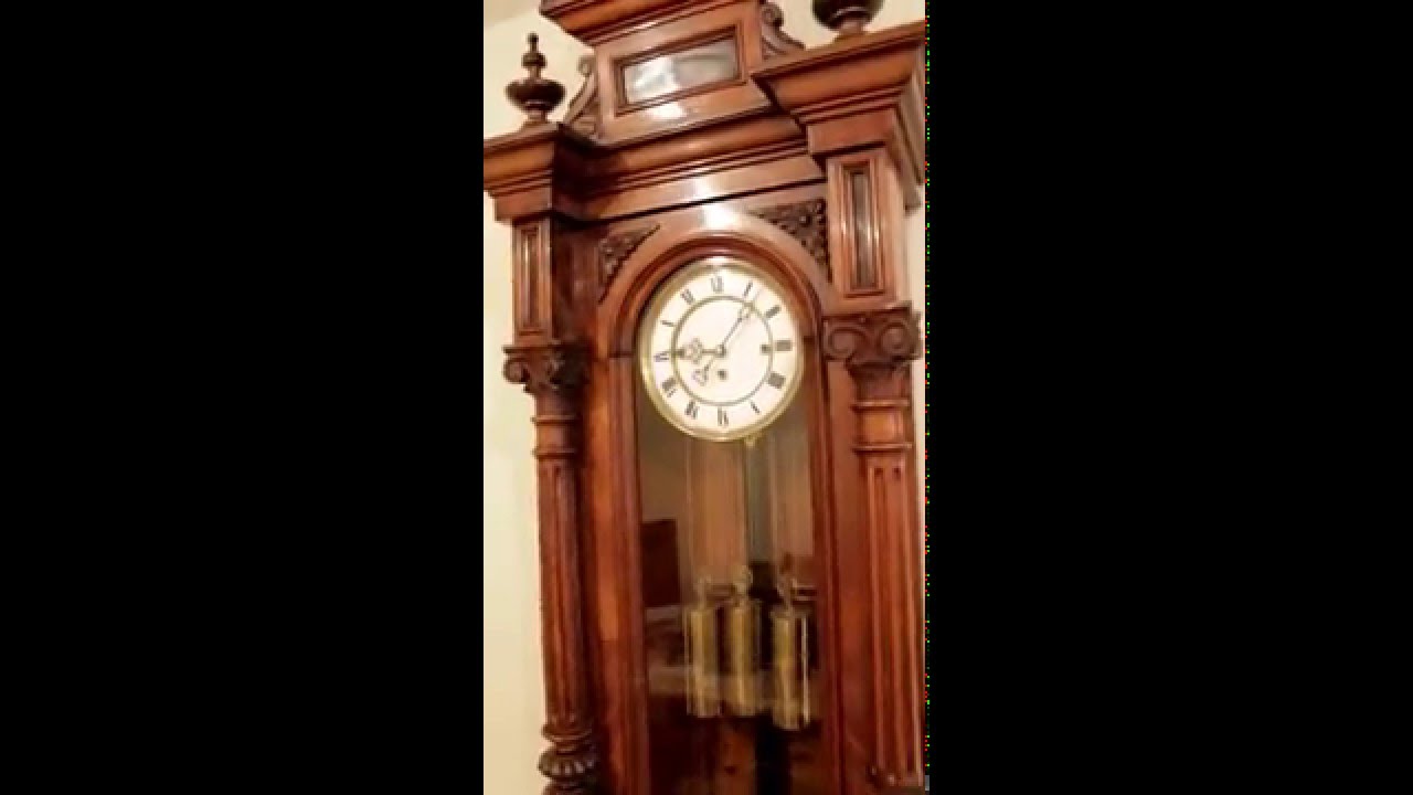 Walnut Grande Sonnerie Vienna Regulator Wall Clock tyneantiques.co.uk