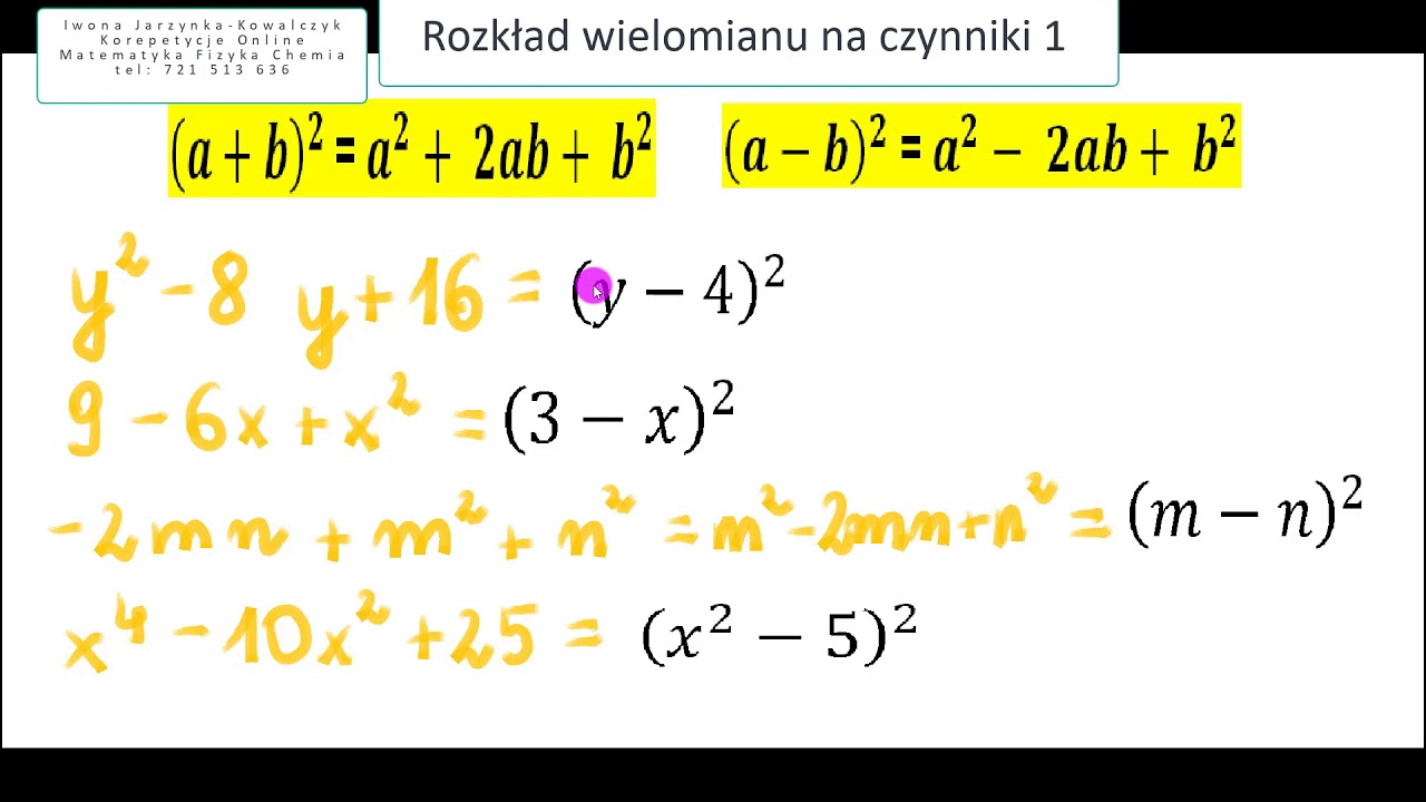 Rozkład wielomianu na czynniki 1 Wzory skróconego mnożenia