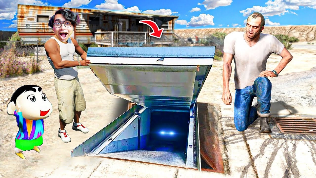 GTA V : Franklin Finds a SECRET Base Near TREVOR'S House😱