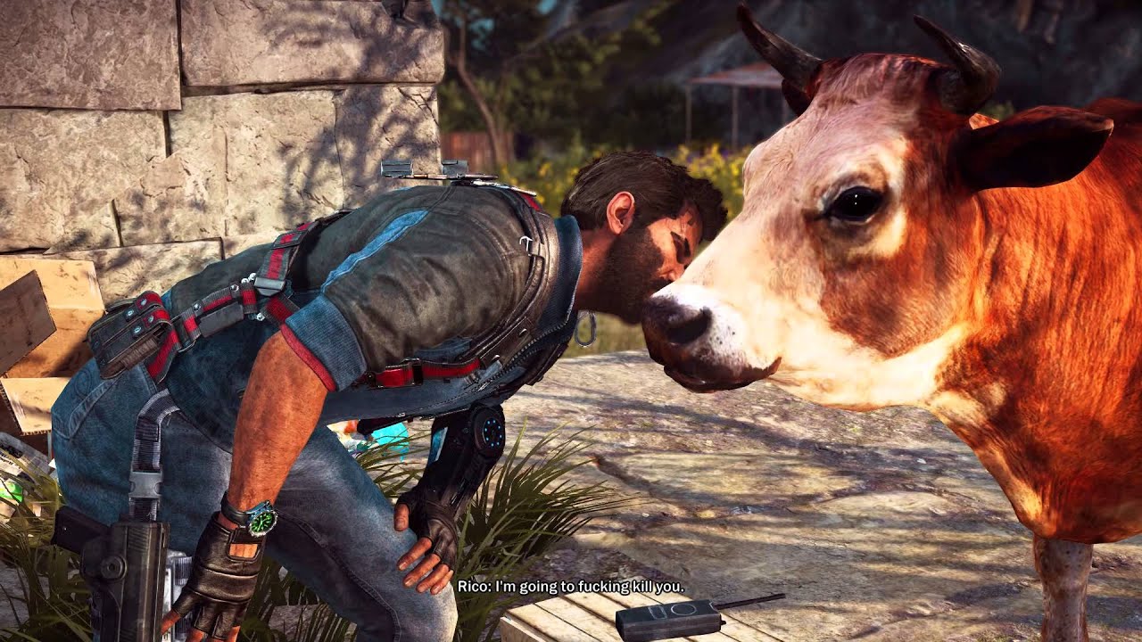 Just Cause 3 - Of Cows and Wine: Mario Frigo Plays Joke on Rico Rodrigues (Kisses Cow) Cutscene