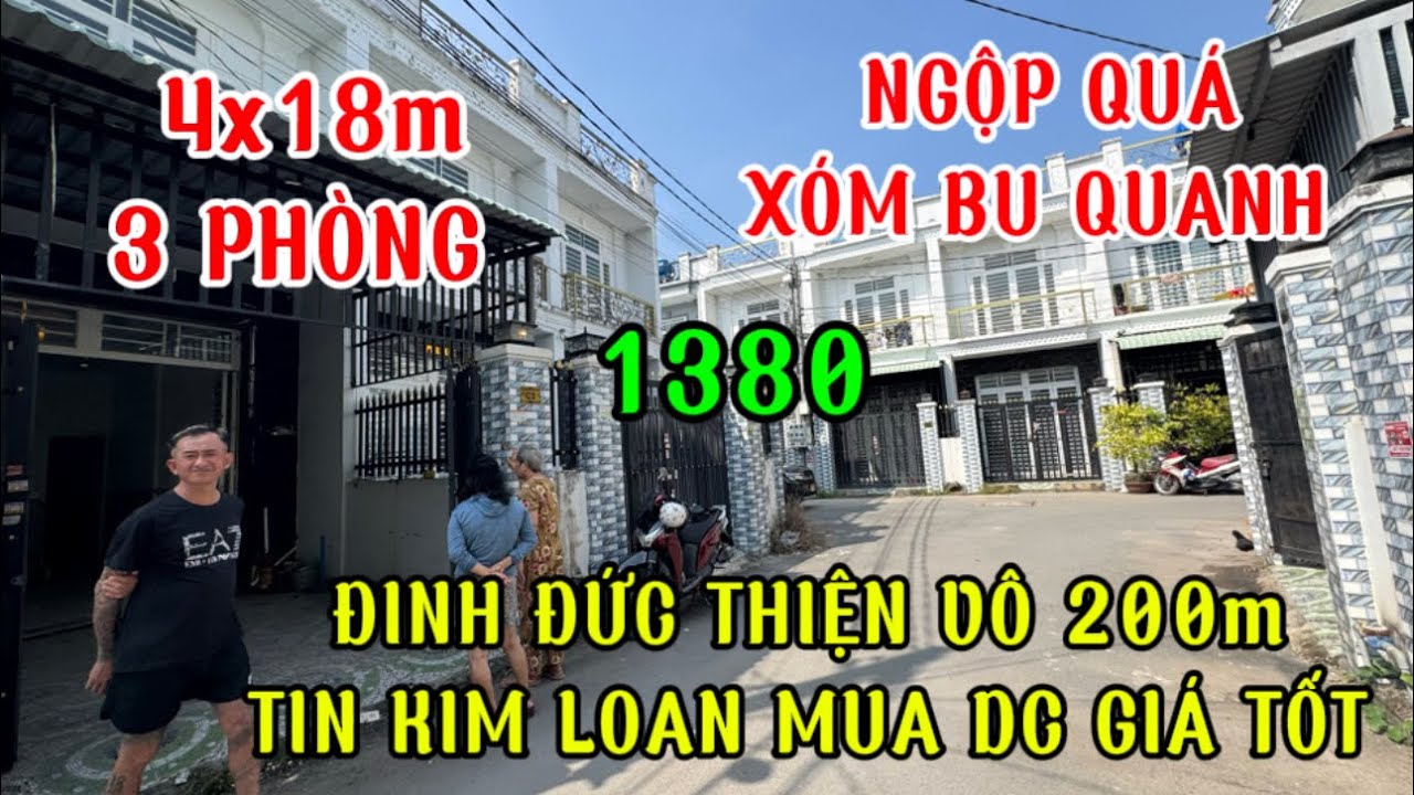 Nhà 1 trệt 1 lầu 4x18m 3 phòng .1380tr sổ Hồng riêng lộ lớn Đinh Đức thiện vào 200mgần bình Chánh 