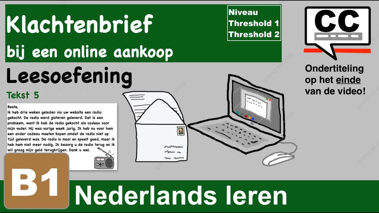NT2 🤓 TEST Lezen B1 📄 Klachtenbrief online aankoop 🙇🏻 examen woordenschat A2 🇳🇱 NEDERLANDS LEREN