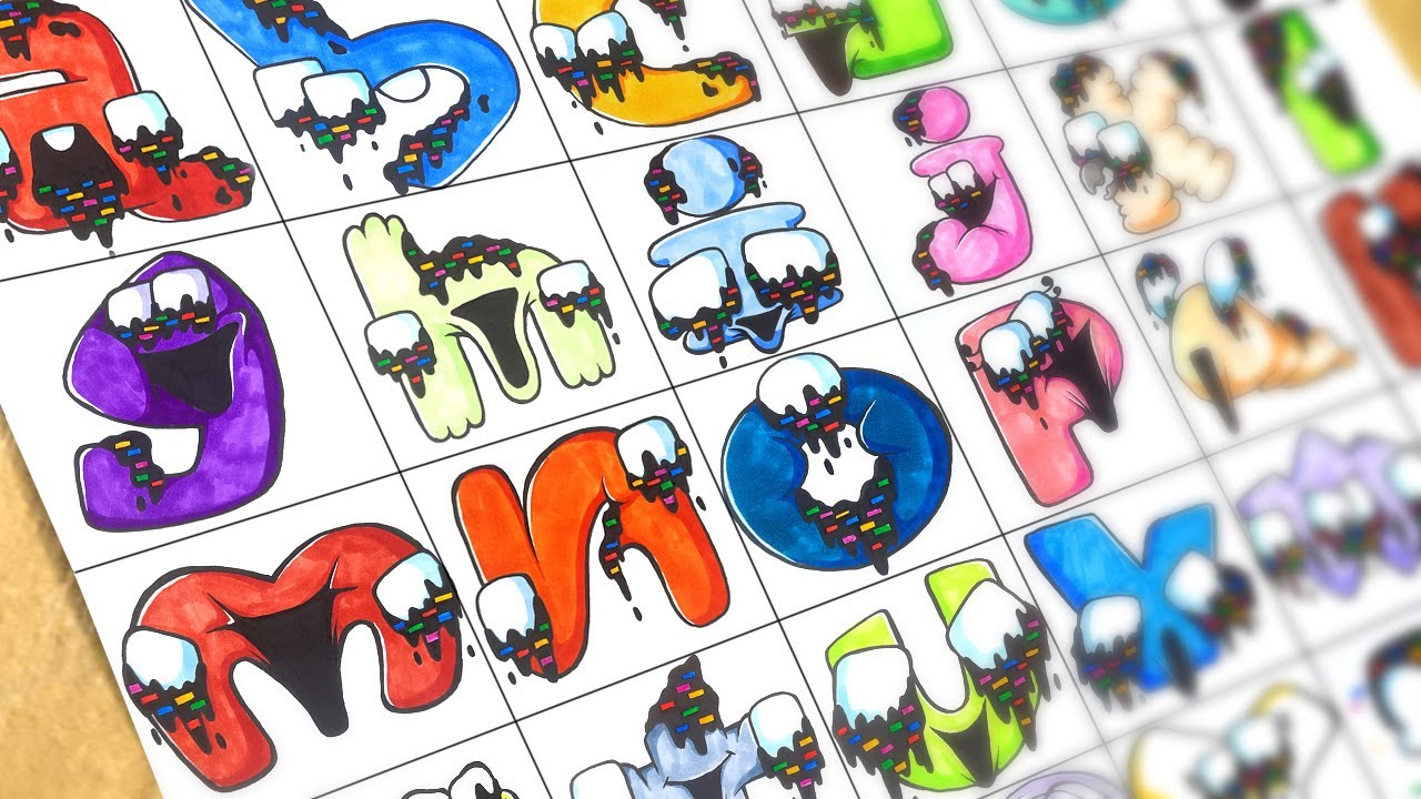 Drawing PIBBY Alphabet Lore Baby (A-Z) / How to draw Corrupted Alphabet Lore Glitch