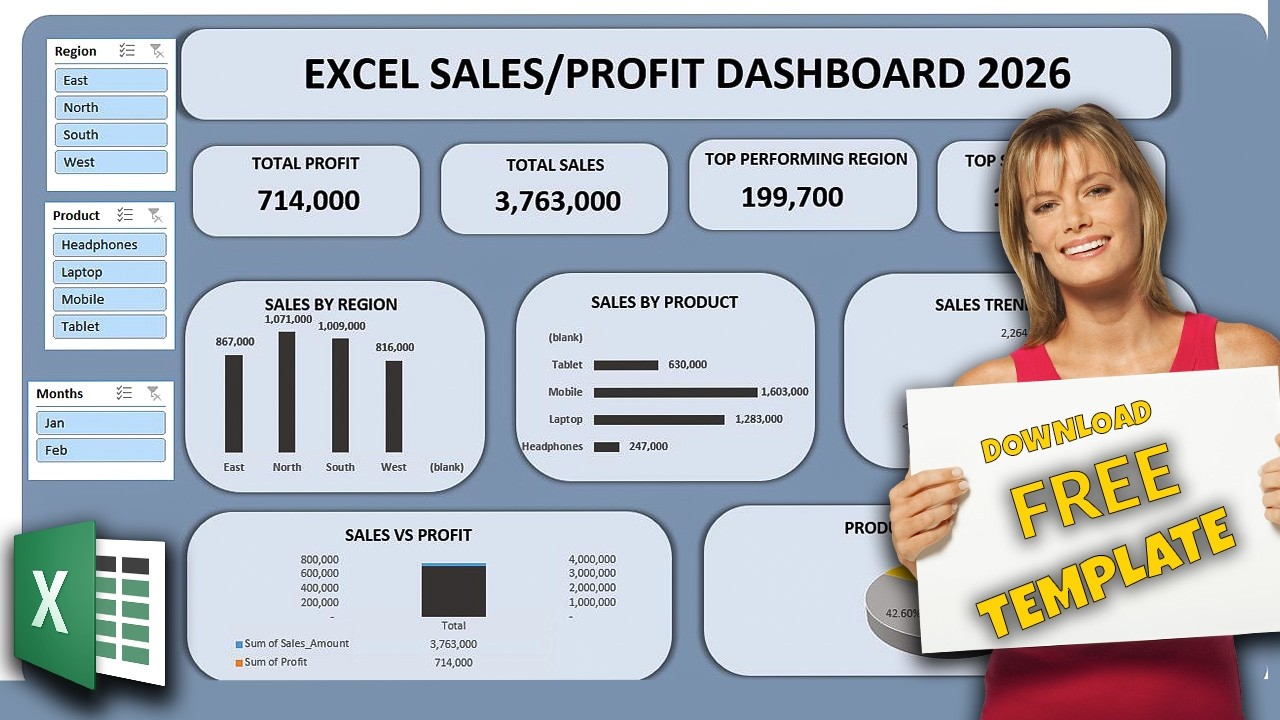 How to Create Excel Sales Dashboard 2026 | Profit Analysis with Charts & Slicers