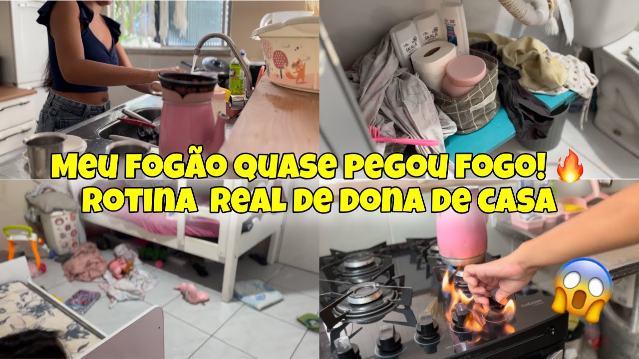 ⚠️MEU FOGÃO QUASE PEGOU FOGO!🔥| ROTINA REAL DE DONA DE CASA | VLOG DO DIA LIMPEI A CASA TODA.