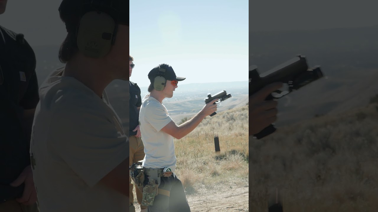 Cameraman Pistol training on top of a mountain #shorts
