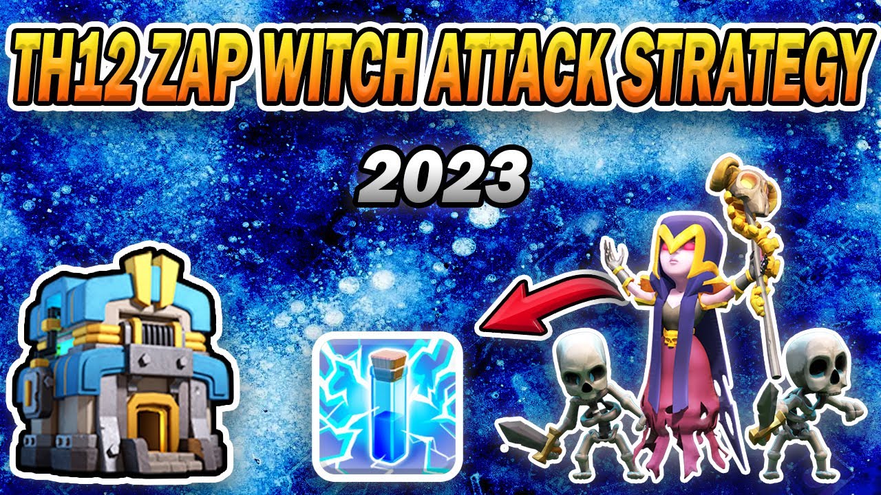 TH12 Zap Witch Attack Strategy 2023 | Best TH12 Golem Bowler Witch Attack (Clash of Clans)