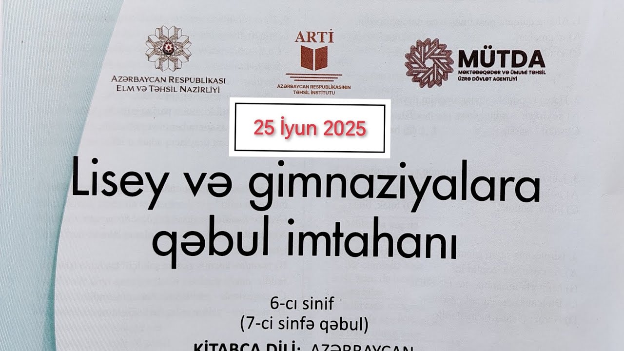 Lisey və gimnaziyalara qəbul 6-cı sinif Riyazi-Məntiq (41-60) iyun 2025 #lisey #riyaziməntiq  #rfm
