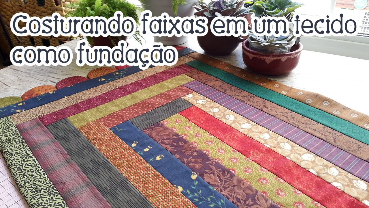 #QuiltandoNasFérias: tapete sem manta e com faixas costuradas em um tecido como fundação