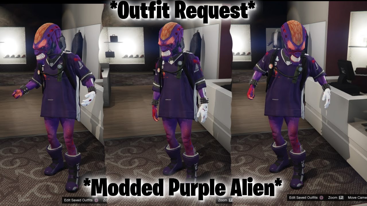 GTA5 Modded Purple alien Outfit *BEFF TUTORIAL*