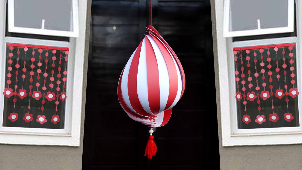 Cara membuat lampion 17 agustus menggunakan kertas merah putih | Dekorasi kelas agustus dari kertas