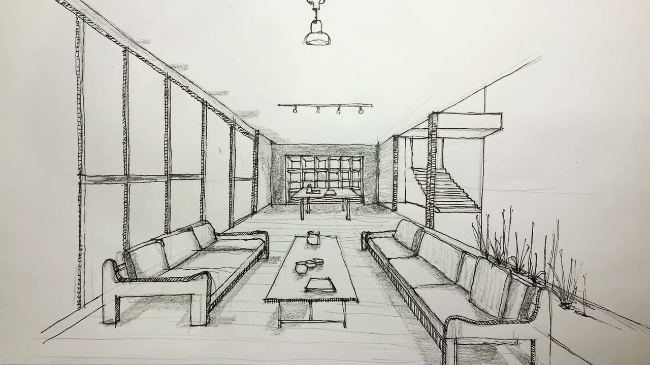 PERSPECTIVA INTERIOR de una casa a UN PUNTO DE FUGA