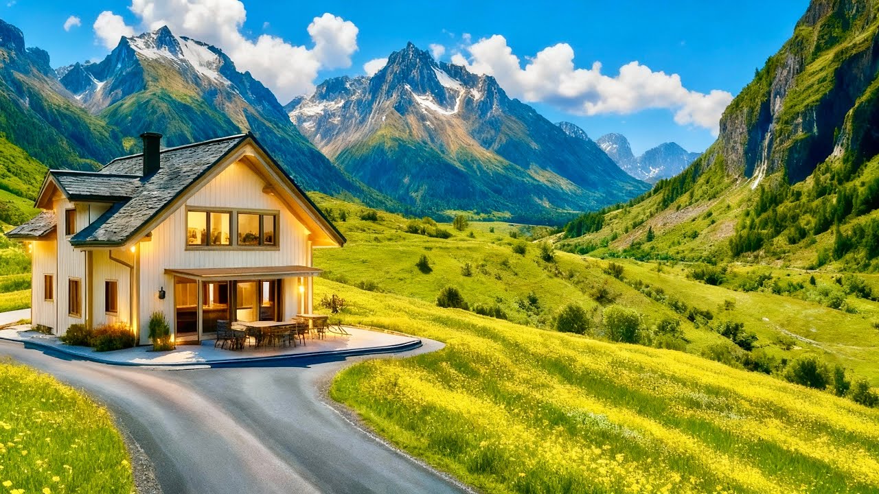Swiss , Driving the Grand Tour of Switzerland + Top Relaxing Music, 4K