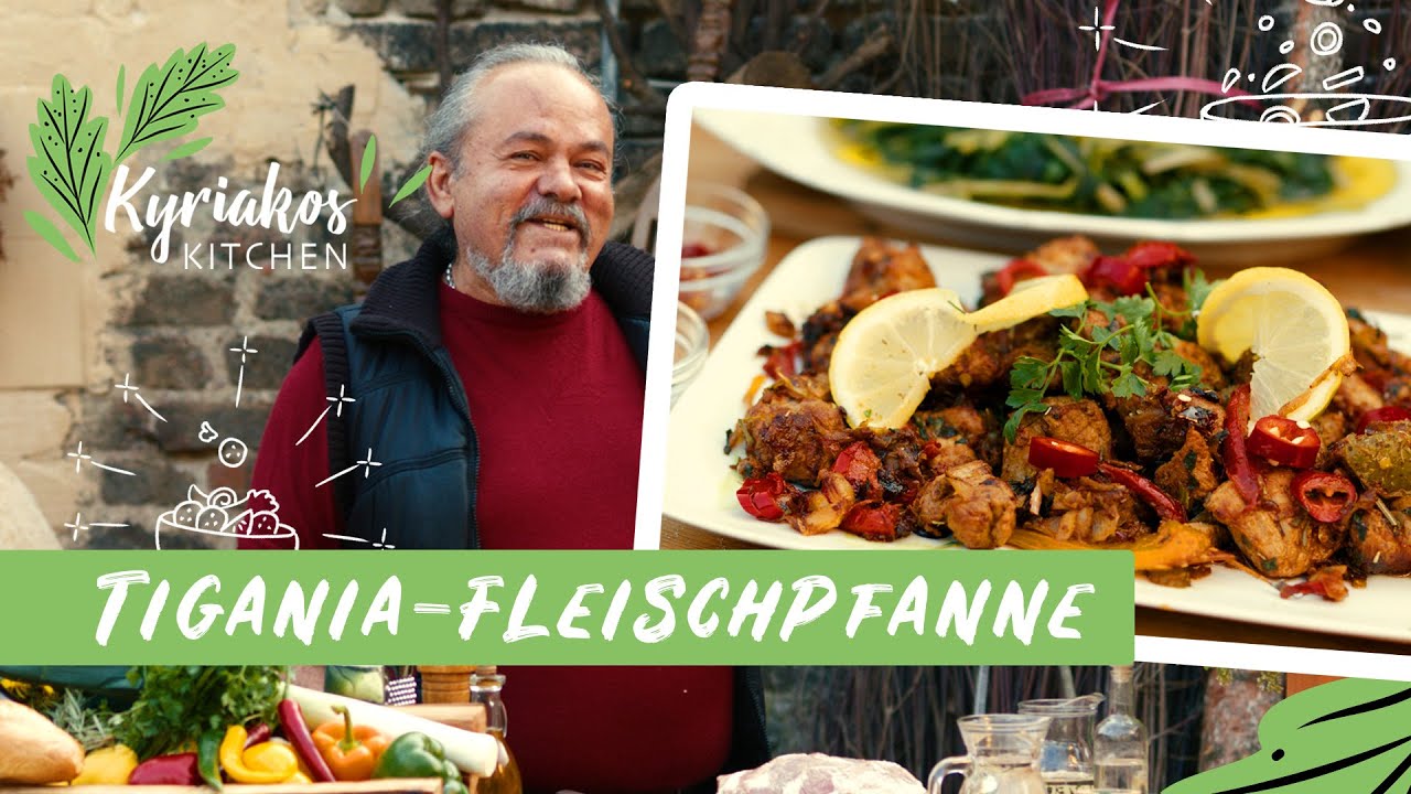 Tigania original griechische Schweinefleischpfanne | Kyriakos Kitchen