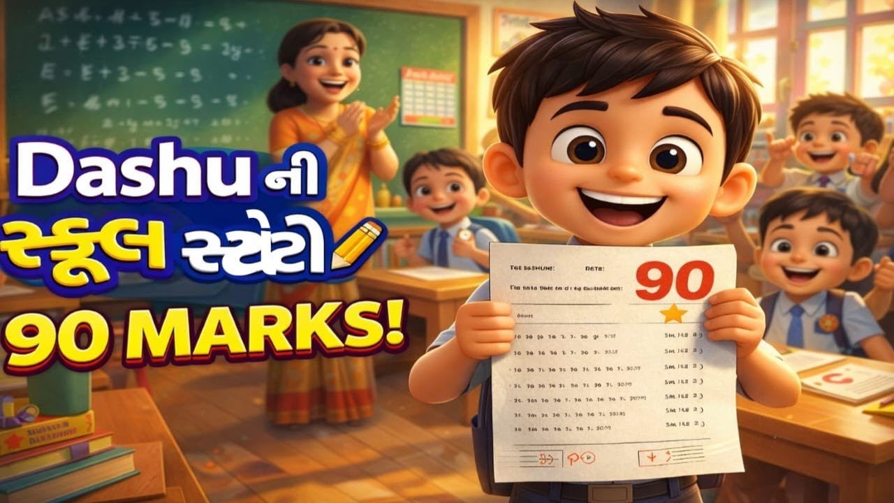 Dashu ની સ્કુલ સ્ટોરી 📚✏️| Mahenat No Jadu |Kids Cartoon 