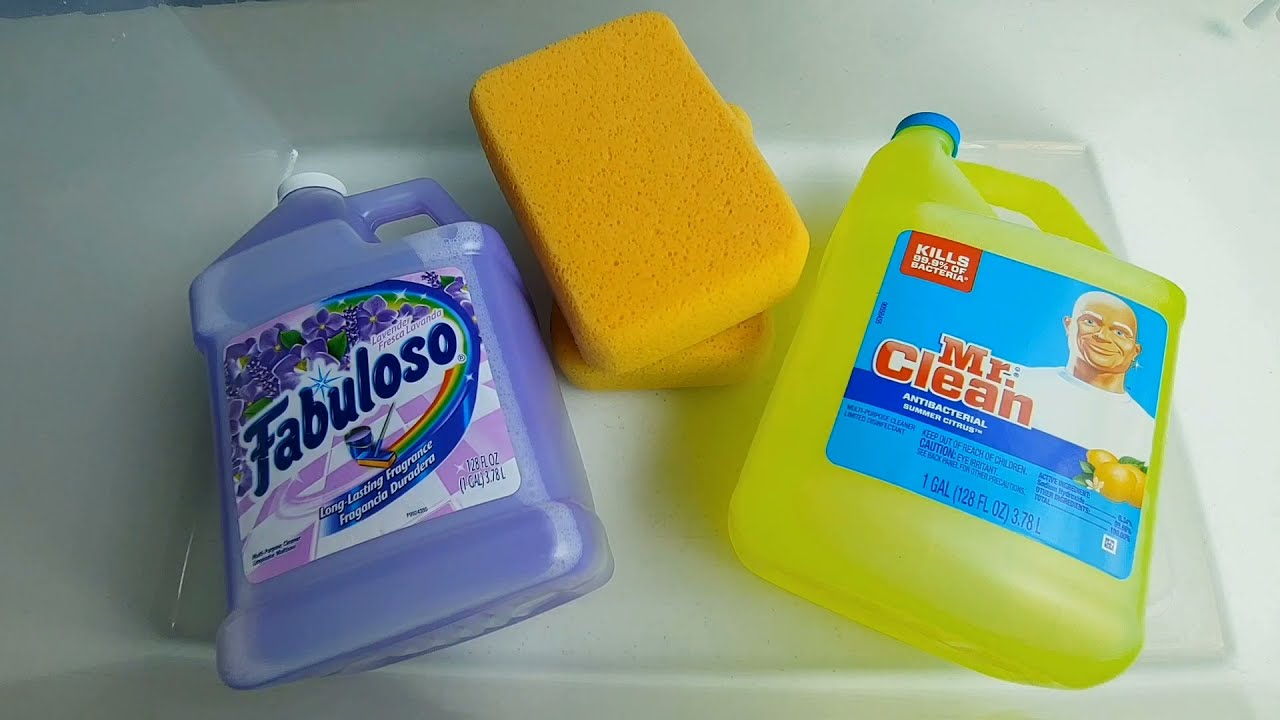 ASMR Full Gallons Fabuloso + Mr Clean 🧽 SPONGE SQUEEZING