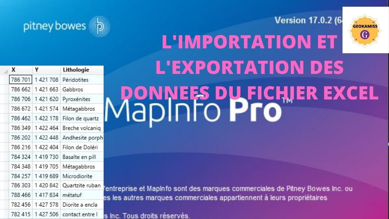 MAPINFO-DISCOVER17 : L'IMPORTATION ET L'EXPORTATION DES DONNÉES DU FICHIER EXCEL