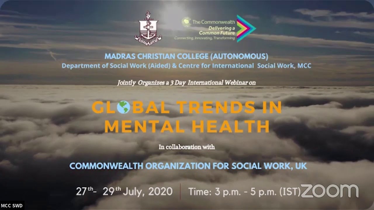 Day 2 - Global Trends in Mental Health Webinar | Commonwealth Organization for Social Work, UK
