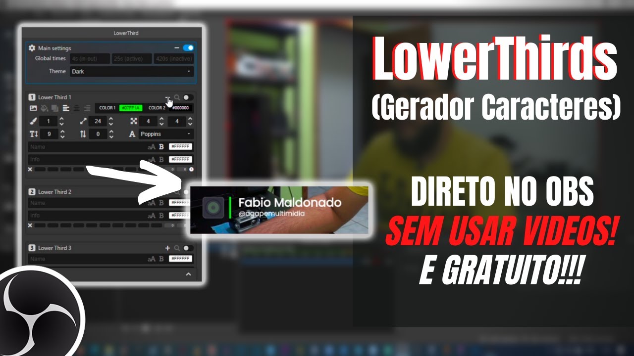LowerThirds (Gerador de caracteres) com animação no OBS para sua LIVE (sem usar videos e de graça!!)