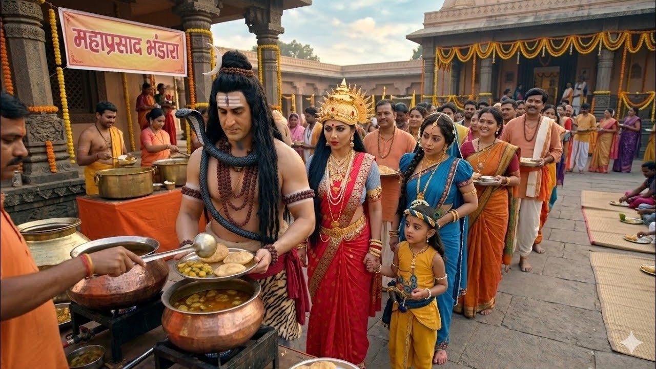 गोकुल के भंडारे में लाइन में खड़े दिखे महादेव और बाल कृष्ण | यशोमती मईया के नंदलाला | Krishan leela