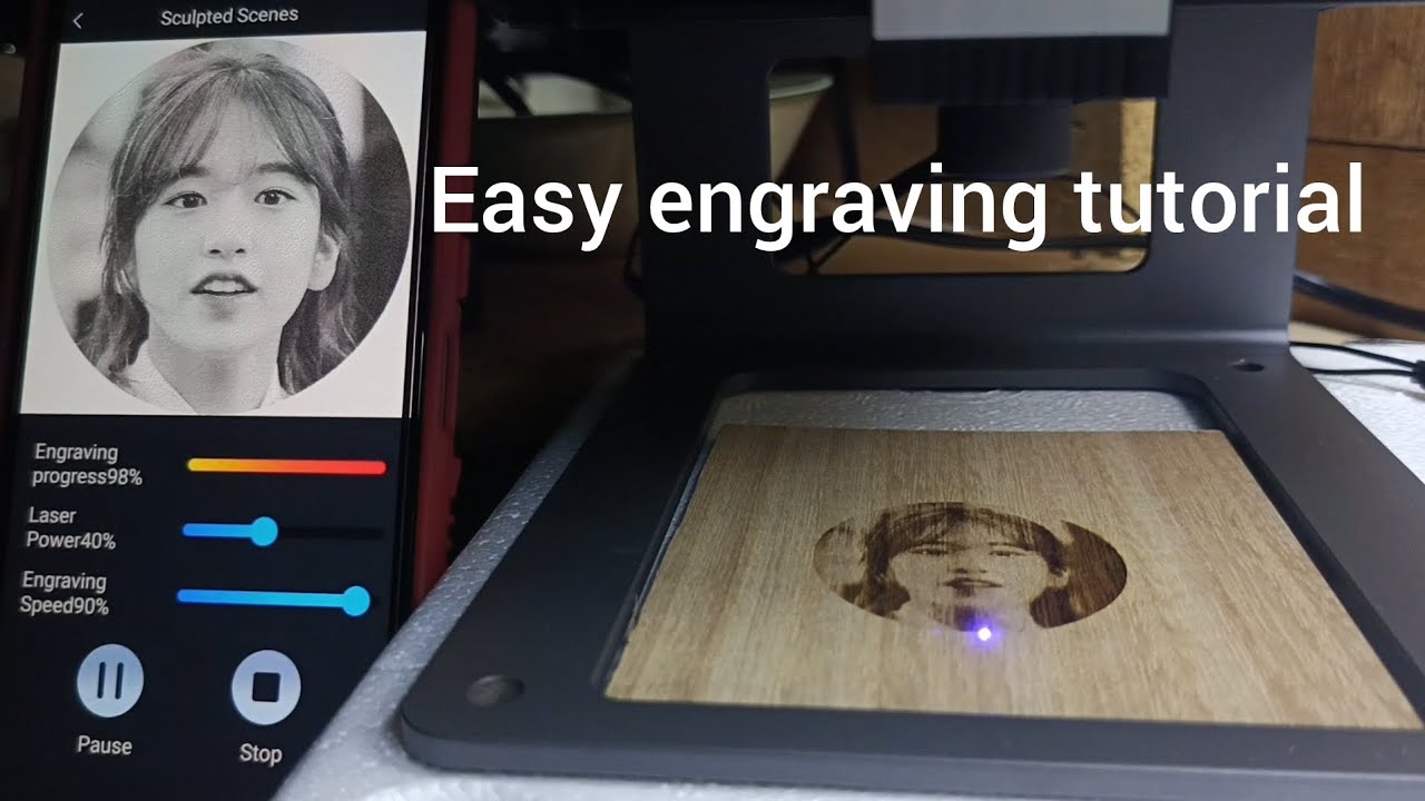 Realistic picture engraving tutorial | Mini Daja dj6 Laser engraving machine