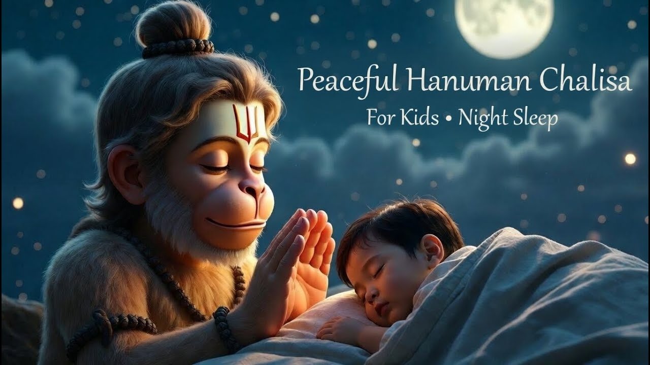 Peaceful Hanuman Chalisa for Kids 🌙 | Calm Night Bhajan for Sleep & Relaxation (2 Hours)