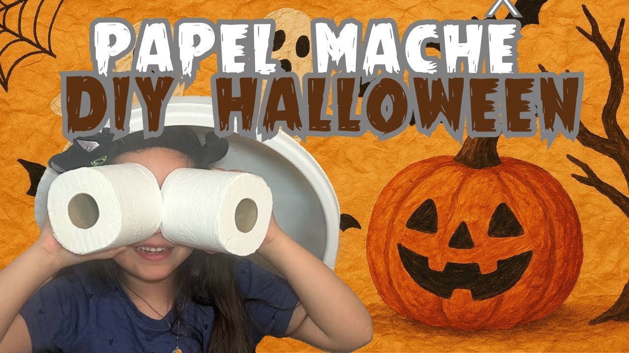 Papel Machê Passo a Passo + Desafio da abóbora🎨 Halloween DIY Infantil com a Tallynha #façavocêmesmo