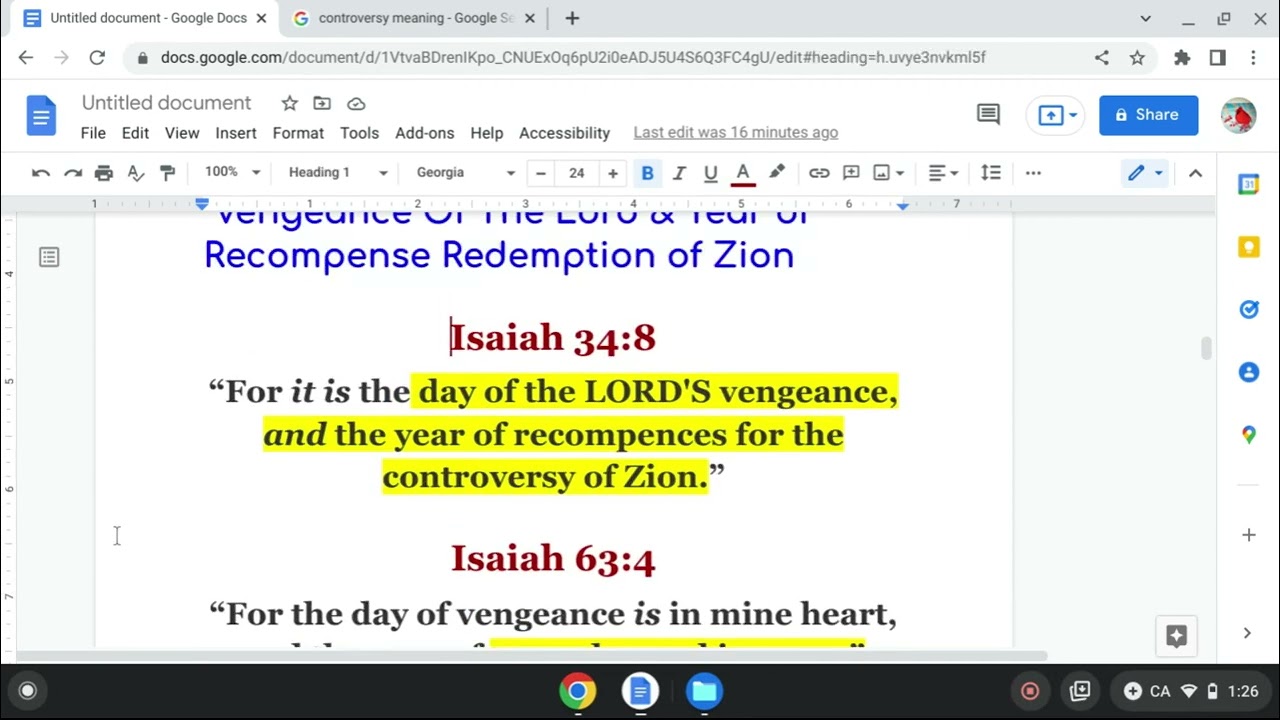 Day Of Gods Vengeance &Recompenses  For the Controversay of Zion#GOD'S CONTROVERSARY WITH ISRAEL!