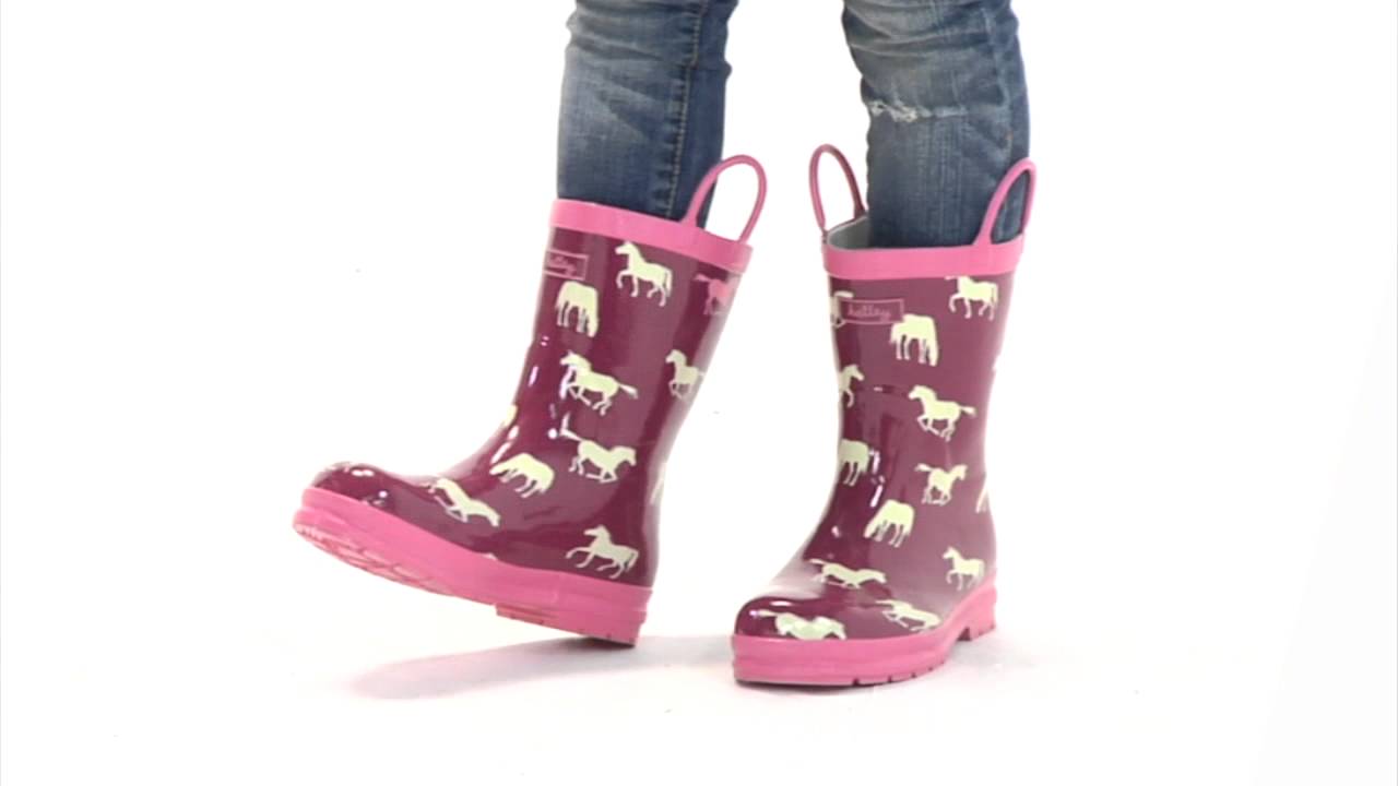 Hatley Pretty Horses Girls' Raincoat, Rain Boots and Umbrella