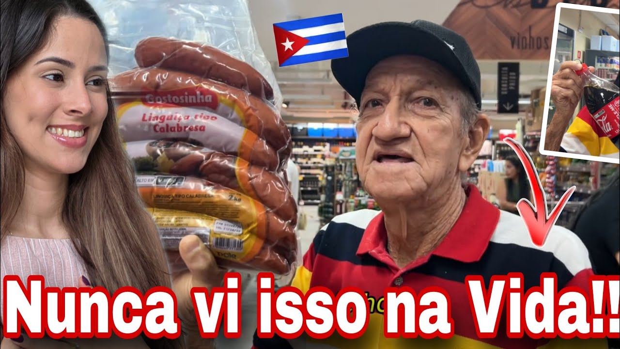 IDOSO CUBANO CHORA AO VER UM MERCADO NO BRASIL.