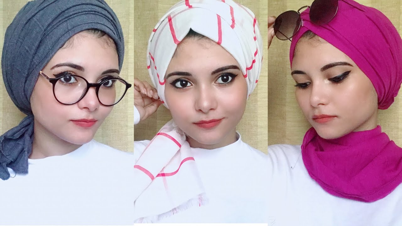 3 Daily wear easy turban Styles using 3 different Hijabs