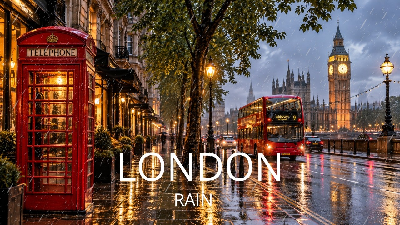 London in the Rain: A Peaceful Walk Through the City | 4K HDR Walking Tour